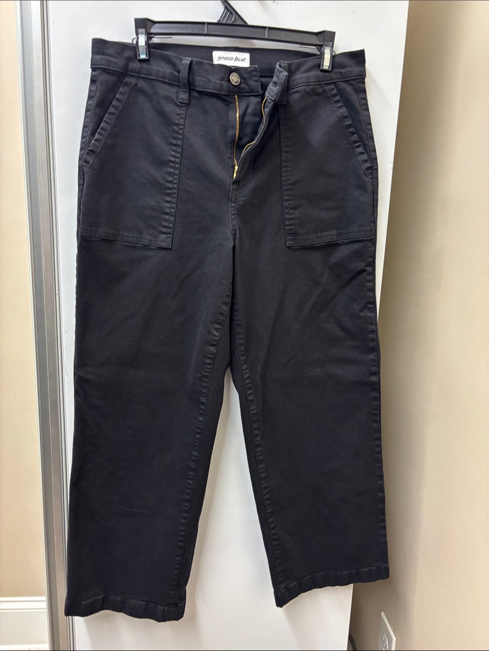 Studio Blue Black Straight-Leg Utility Chinos